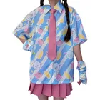 Блузка женская оверсайз с длинными рукавами, в стиле Харадзюку, с мультяшным принтом ягненка, одежда для девочек-подростков, лето 2021