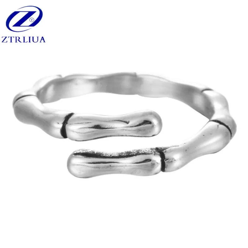 

New 925 Sterling Silver Jewelry Thai Silver Simple Creative Bamboo Adjustable Personality Opening Rings SR178