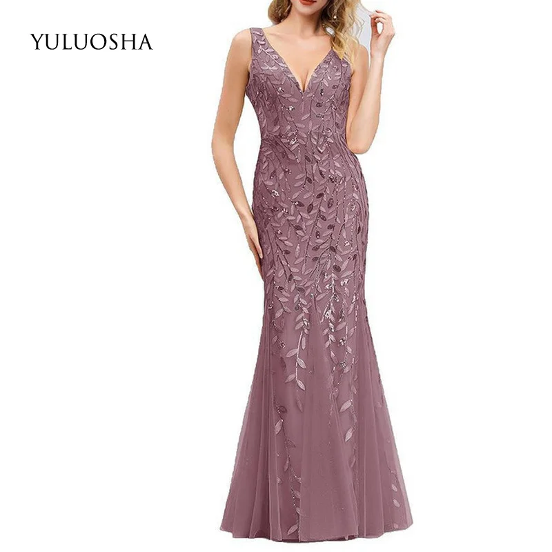 Официальное Платье YULUOSHA элегантное вечернее платье до пола без рукавов с