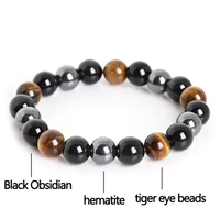 magnetic health natural tiger eye hematite black obsidian bracelet for men women health protection balance bracelet jewelry