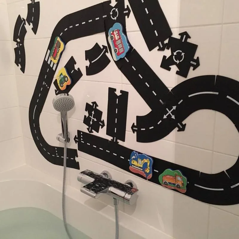 

Baby Bathing Toy DIY PVC Track Play Set Kids Bathroom Toys Road Car Track Baby Educational Learning Toys Nordic Kids Room Decor