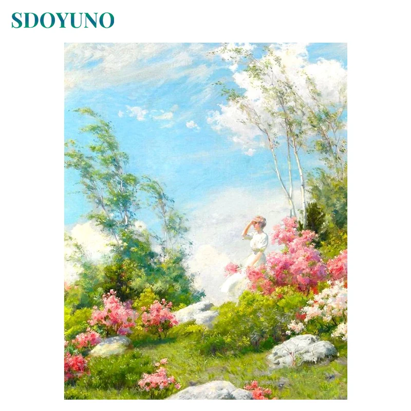 

SDOYUNO 60x75cm Oil Painting By Numbers Handpaint DIY Paint By Numbers On Canvas Scenery Frameless Digital Painting Wall Art
