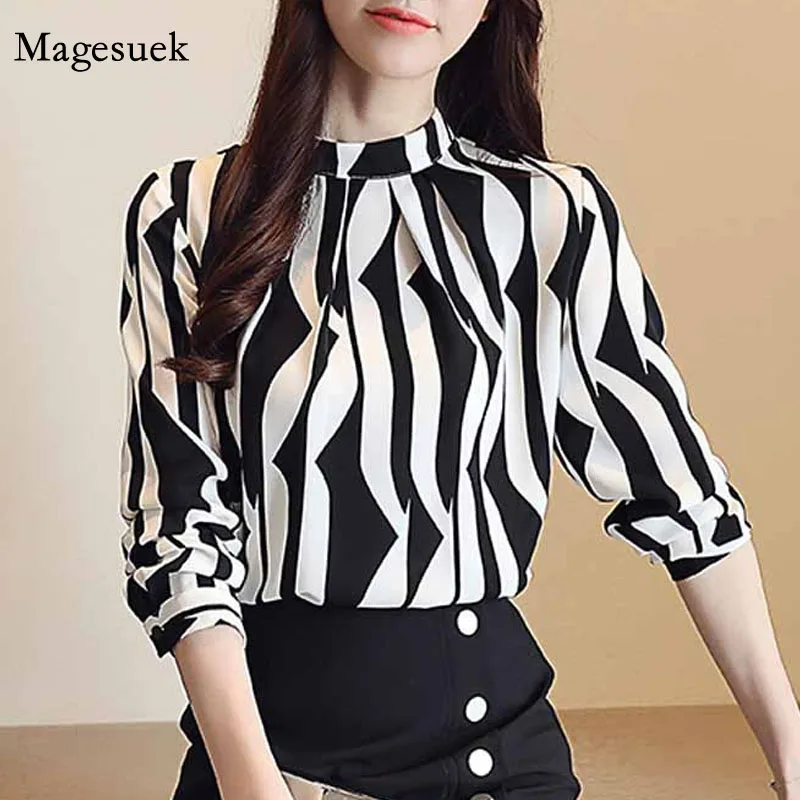 

2020 Striped Fashion Office Work Wear Womens Tops and Blouses Woman Blouse Long Sleeve Chiffon Blouse Shirt Women Shirts 0941 60