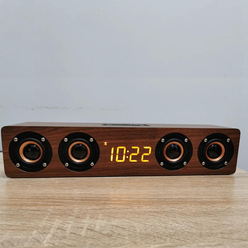 

1Pcs Wooden Portable Clock Wireless Bluetooth Speaker & 1Pcs Hdmi Splitter 1 in 2 Out Support Edid Function