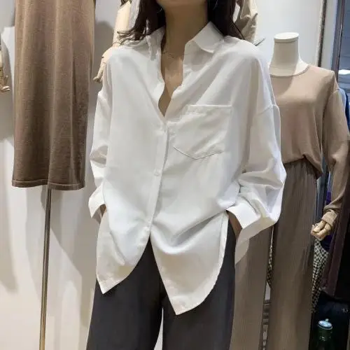 Женская блузка из искусственной замши рубашки с длинным рукавом Дамские топы