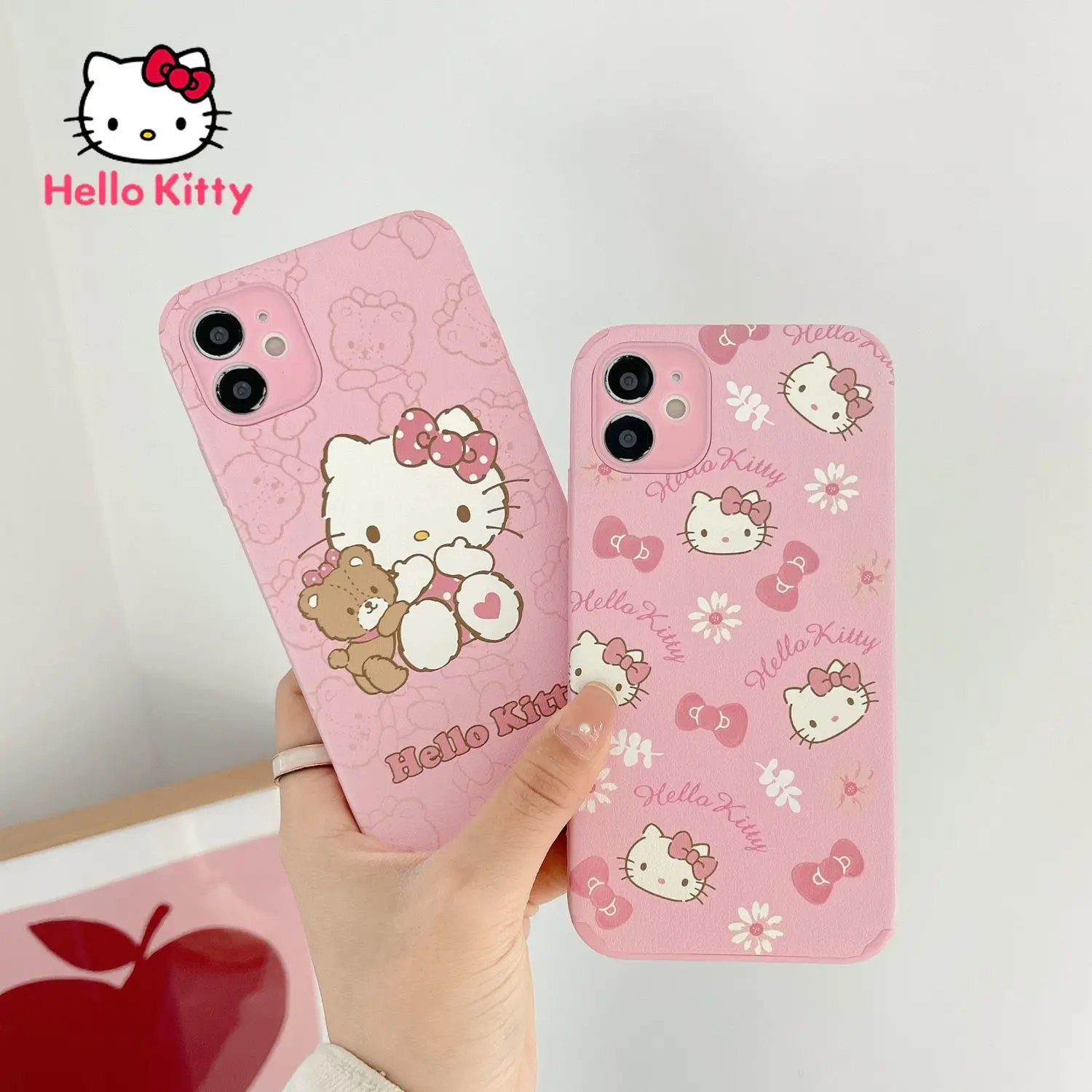 

Hello Kitty Pink Case for IPhone13/13Pro/13Promax/13mini/7/8P/X/XR/XS/XSMAX/11/12Pro/12mini Phone Soft Fresh Case Cover