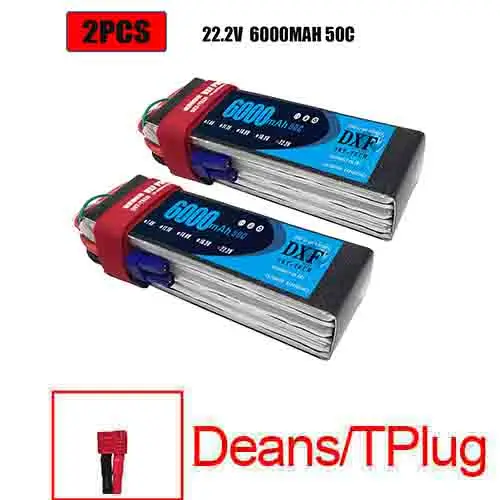 Аккумулятор DXF 7,4 V 22,2 V 6S 2S 5200mah 6000mAh 50C Burst 100C для радиоуправляемого автомобиля квадрокоптера вертолета самолета - Цвет: 2PCS6000SOFTDEANS