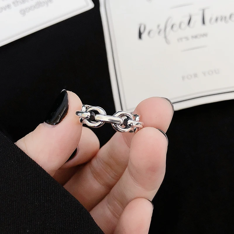 

Kinel Authentic 925 Sterling Silver Simple Minimalist Open Adjustable Finger Rings For Women Fashion Band Female Bijoux