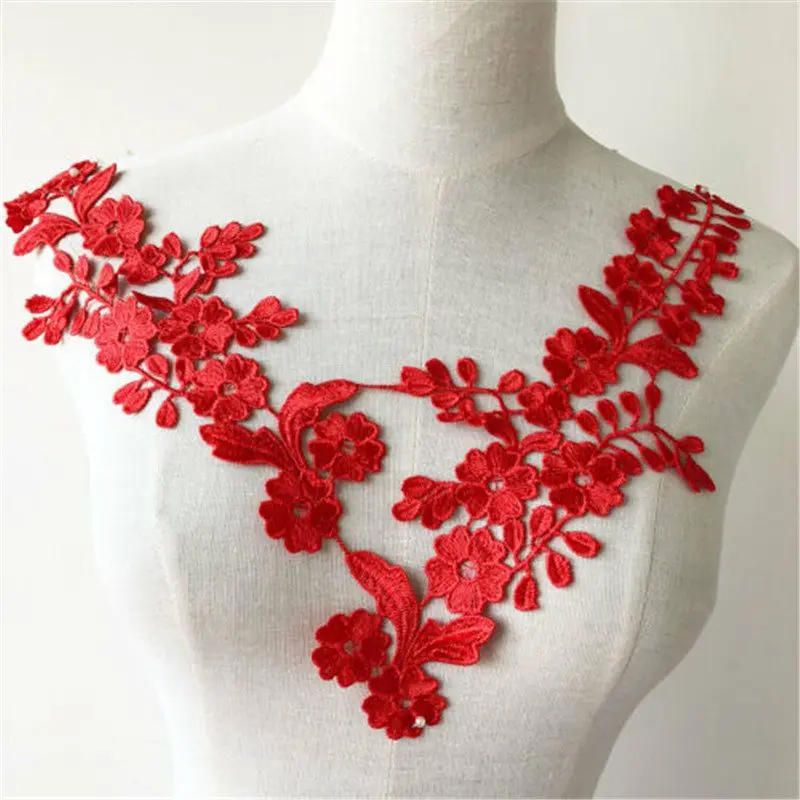 Floral Costume Motif Bridal Evening Dress Lace Applique Embroidery Crafts 1 Pair DIY lace | Дом и сад