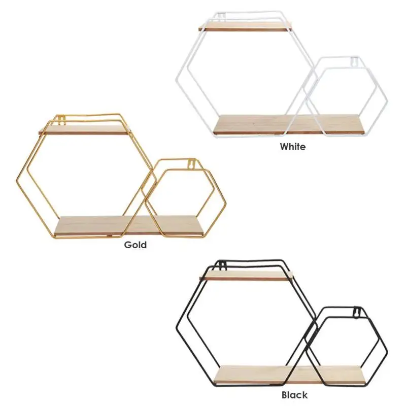 Новая настенная железная шестиугольная полка для хранения в сетку вешалка