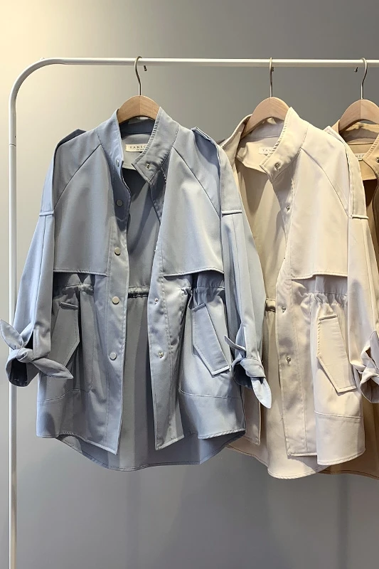 

Mid-length windbreaker 2021 spring new Korean students loose and thin casual British style coat jacket women