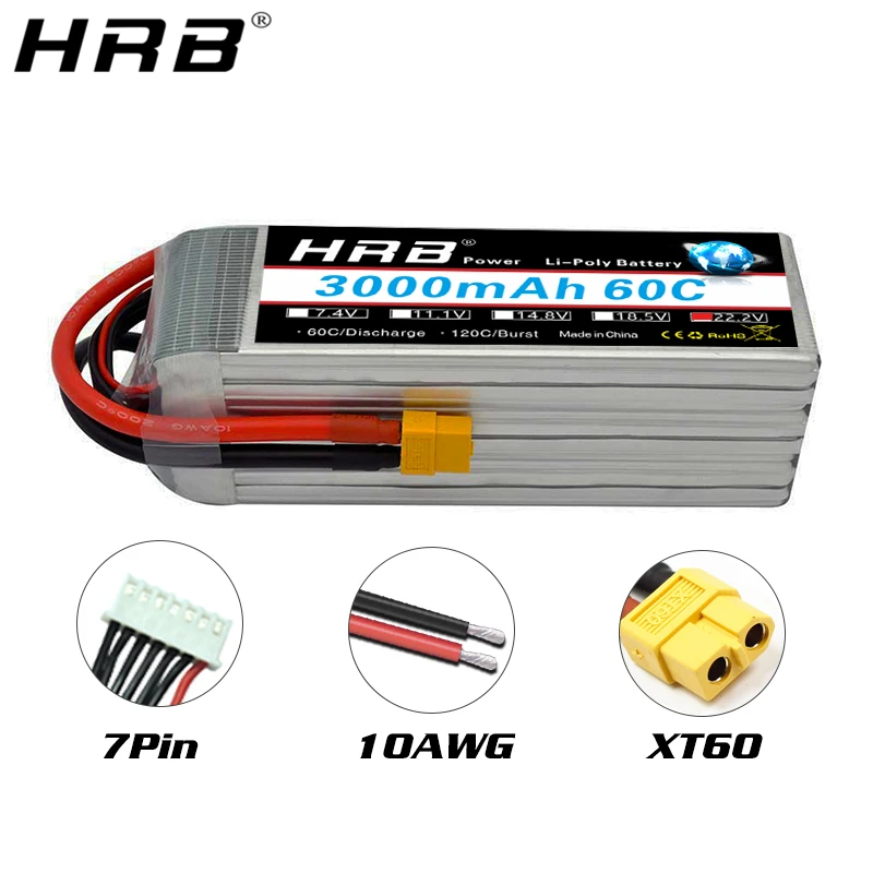 hrb 6s 222 v lipo батарея 3000mah t xt60 xt90 ec5 as150 для eflite f 18 верт