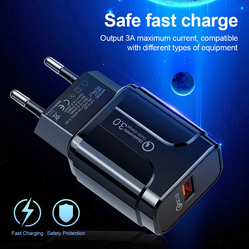 Быстрая зарядка 3 0 USB зарядное устройство 18 Вт QC быстрое EU US Plug адаптер настенное