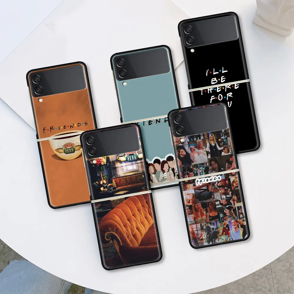 

Cell Phone Housing For Samsung Galaxy Z Flip 3 5G Case Friends Tv Central Coffee Shell Luxury Cover ZFlip Black Hard PC Coque
