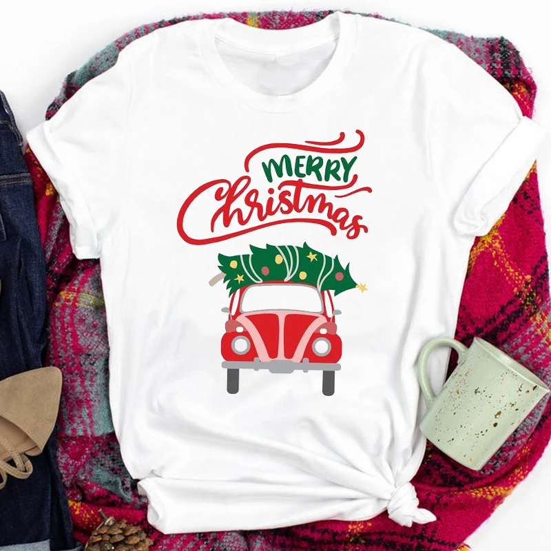 

Merry Christmas Plaid Joy Deer Print T Shirt Women Short Sleeve O Neck Loose Tshirt Summer Women Tee Shirt Tops Camisetas Mujer