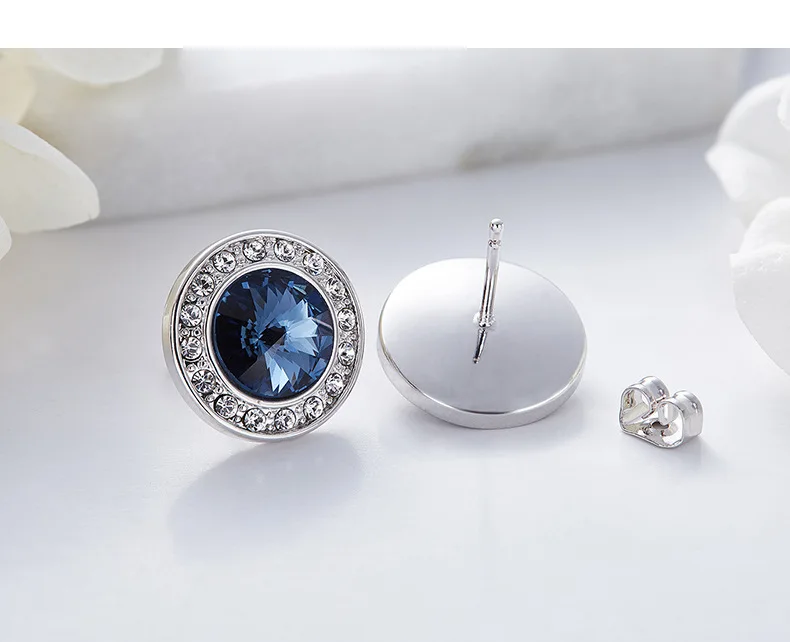 BOSCEN серьги, украшенные кристаллами Swarovski, для женщин, девочек, подарок на день рождения, красочные круглые, хорошее ювелирное изделие, корейский стиль