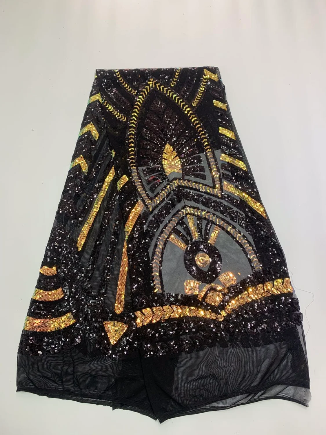 Золотая роскошная кружевная ткань с блестками французский ручной работы