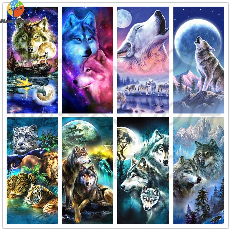 Алмазная 5D картина сделай сам вышивка крестиком с изображением животных волком