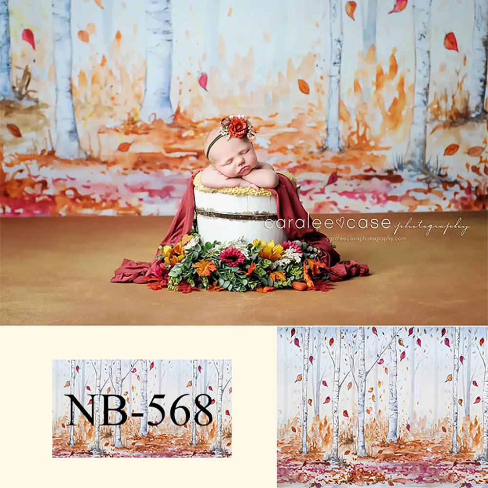 

Autumn Hope--Newborn Portrait Backdrops Fall Hand Painted Photography Backdrop Leaves is falling Scene Background