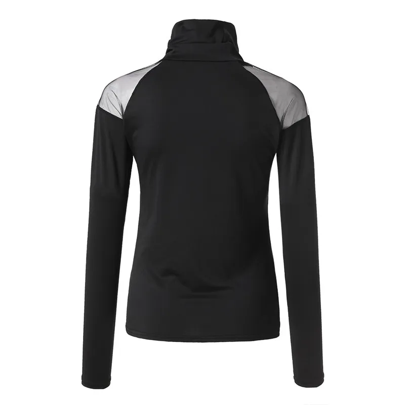 Женская водолазка футболка однотонная черная Повседневная рубашка женская с