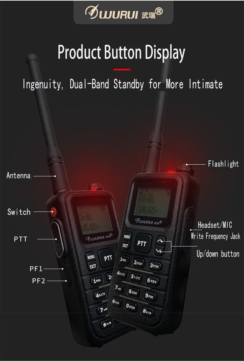 1pz портативная радиорация 10 км Dual Bnad VHF 2 Way FM радио портативная профессиональная рация радио для охоты