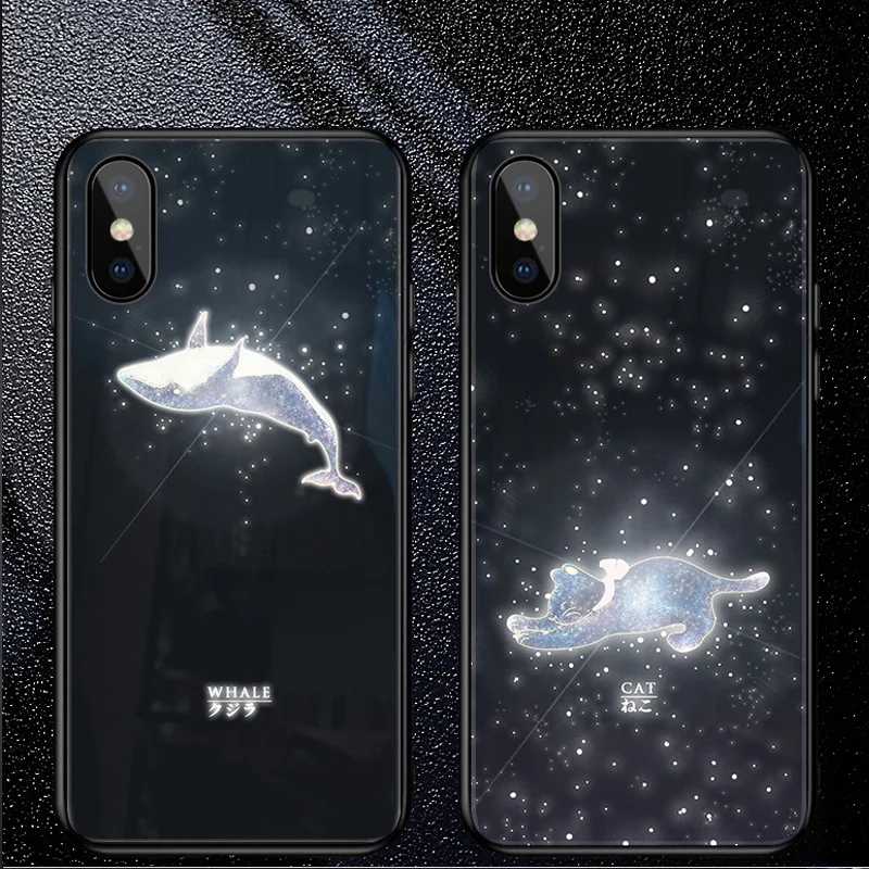 Yagoo умный светодиодный светящийся чехол для телефона для Apple iPhone X XS XR MAX 6 6S 7 8 Plus чехол s задняя крышка милые животные Funda роскошный силиконовый