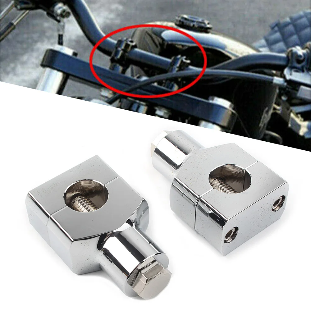 

2Pcs Motorcycle 1" Handlebar Handle Bar Adapter Risers Clamp Mounts For Harley Fatboy Chrome Aluminum