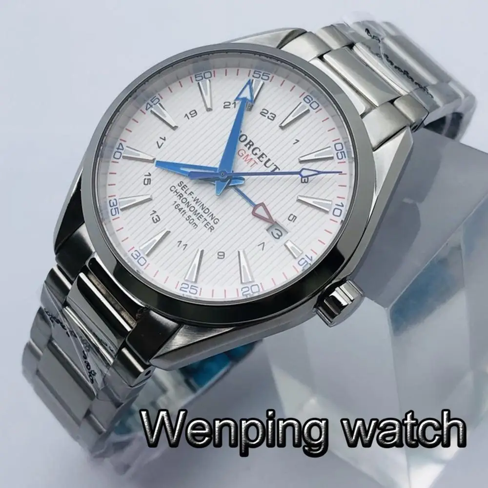 

Corgeut 41mm 2020 Men's Luxury Modern Watch Silver Case Sapphire Glass White Dial Waterproof Automatic Mechanical Watch