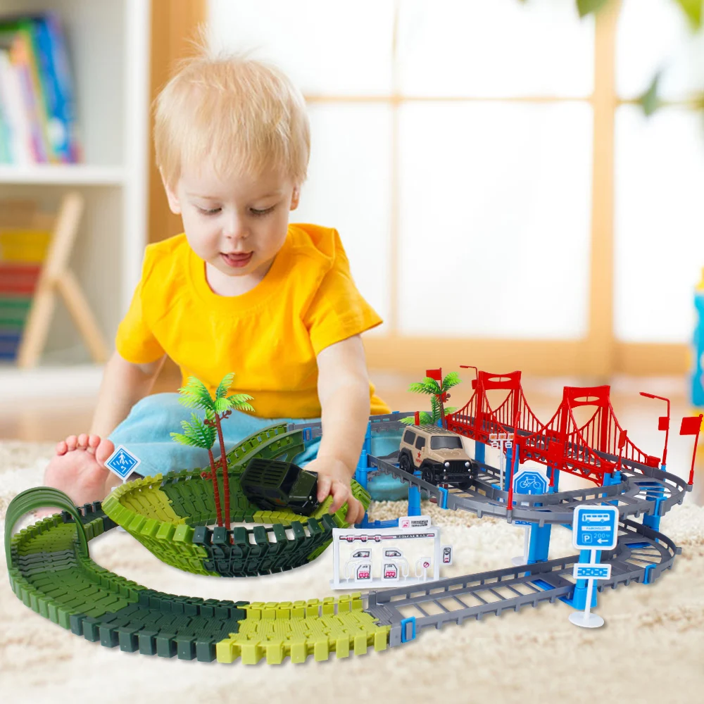 Набор волшебных гоночных треков для самостоятельной сборки гибкий рельсовый