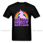 Металлическая футболка с единорогом Death, Мужская черная хлопковая футболка, винтажная одежда с героями мультфильмов, футболки в стиле хип-хоп, топы в стиле рок-н-ролл