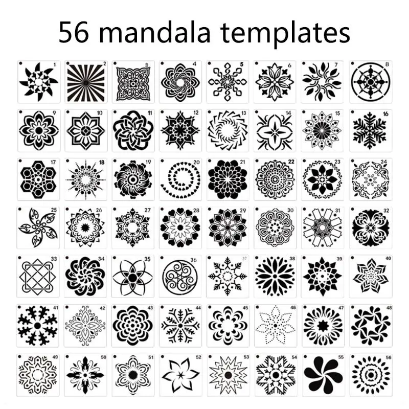 

56 Pack Mandala Dot Painting Templates Stencils, Small Mandala Template Stencils R2JF