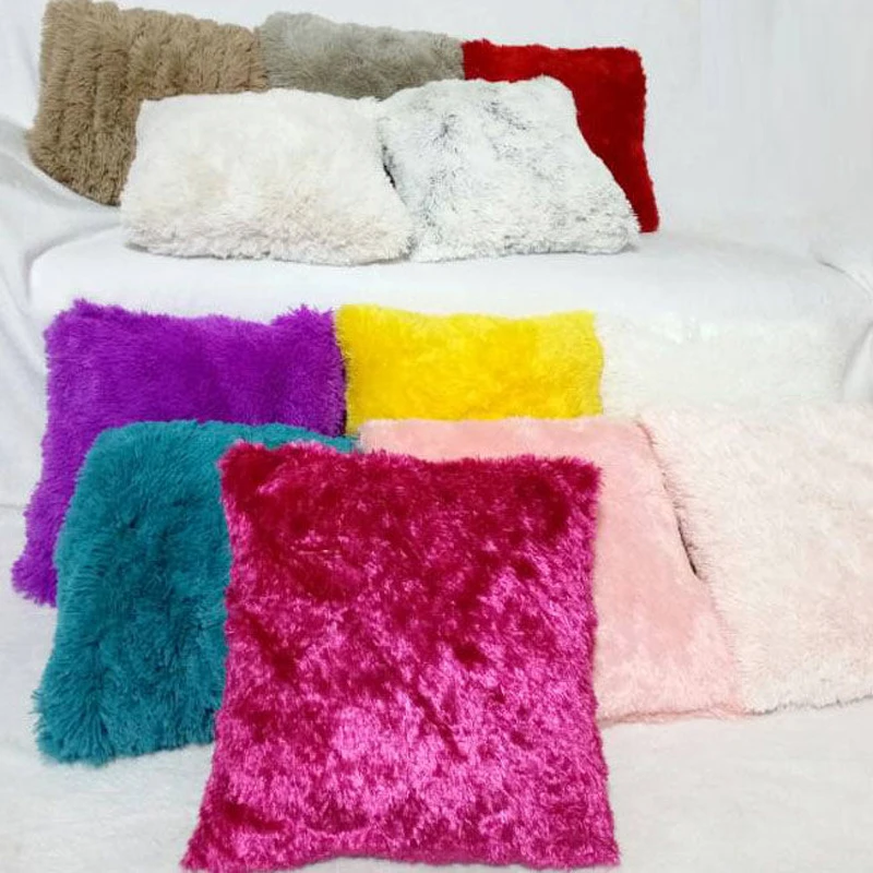 Фланелевые подушки домашние декоративные одноцветные квадратные диванные