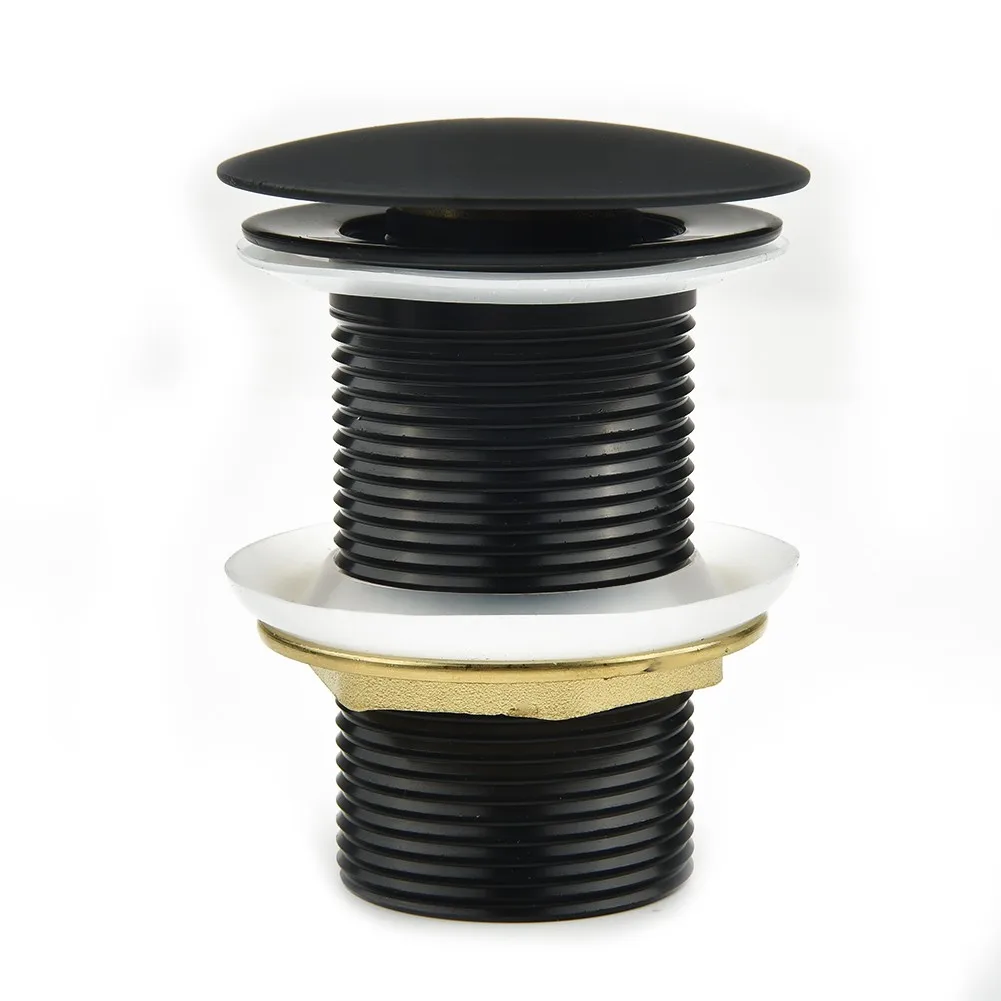 

Bathroom Bath Plug Black Up Sink Basin Waste Slotted Unslotted Click Clack Bathroom Sink Drains Basin Accessories