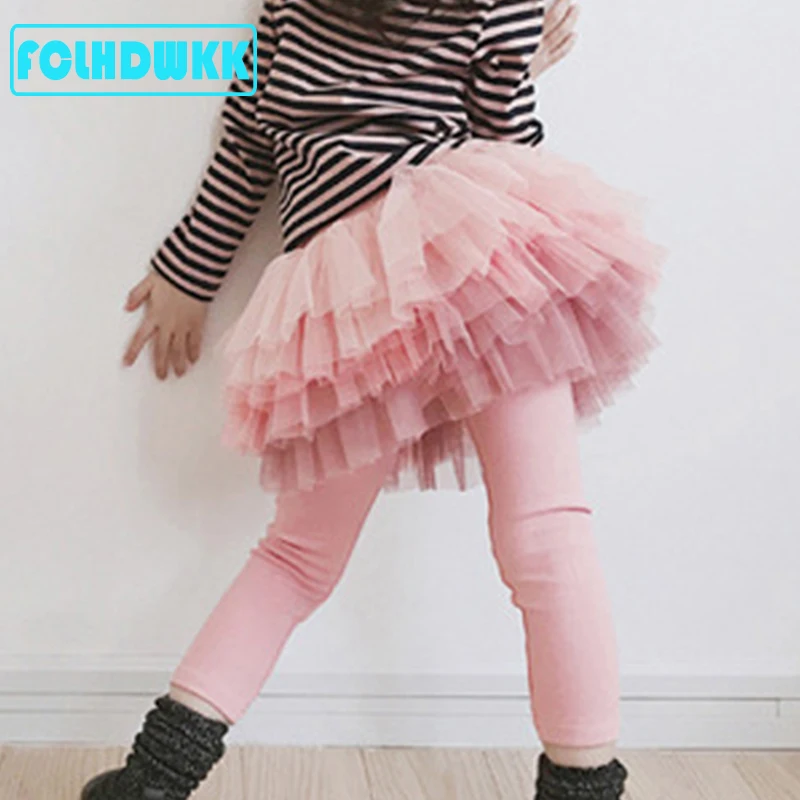

Girls tutu skirt clothes gradient net yarn fake two kid clothes skirt 2019 autumn winter new version cotton girls baby casual
