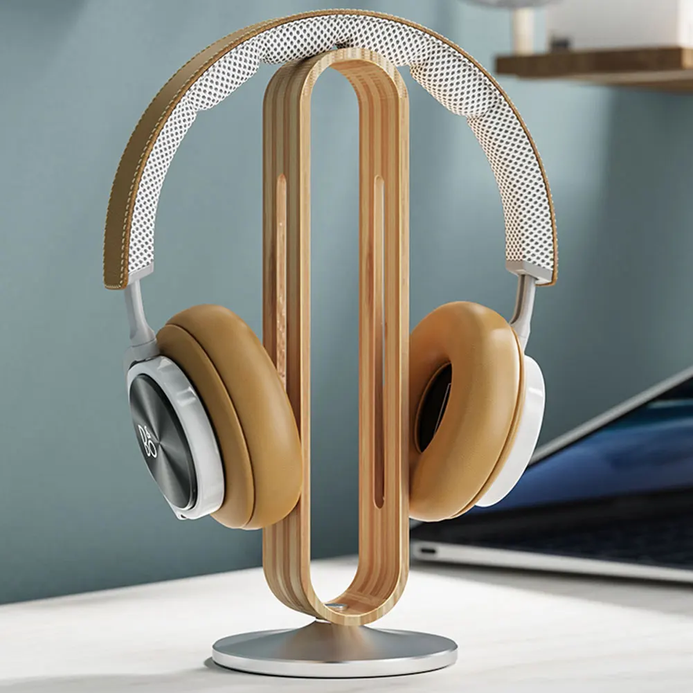 

Earphone Display Rack Hanger Holder Bracket Anti-slip Bamboo Wood Aluminum Over-the-ear Headphone Stand Hanger