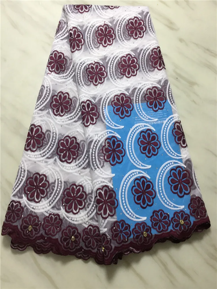 Новейший стиль вышивка камнями африканская Нигерия молочный шелк кружевная