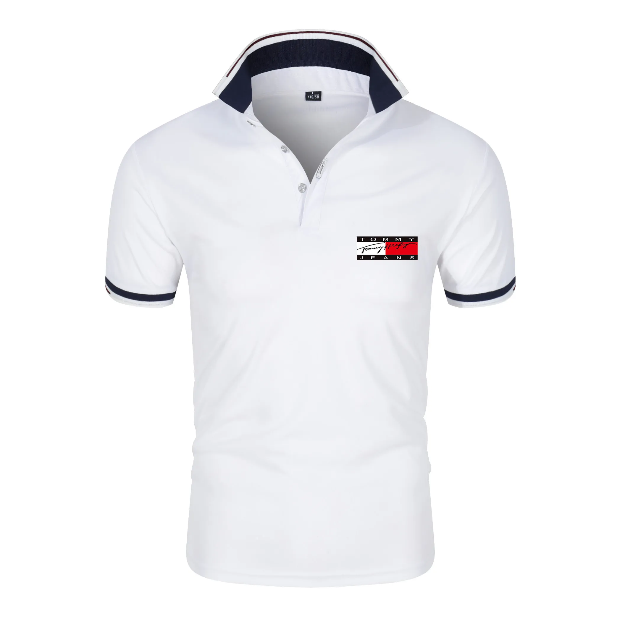 

Summer new high-quality cotton polo shirts men's solid color printing polo shirts men's business casual tops