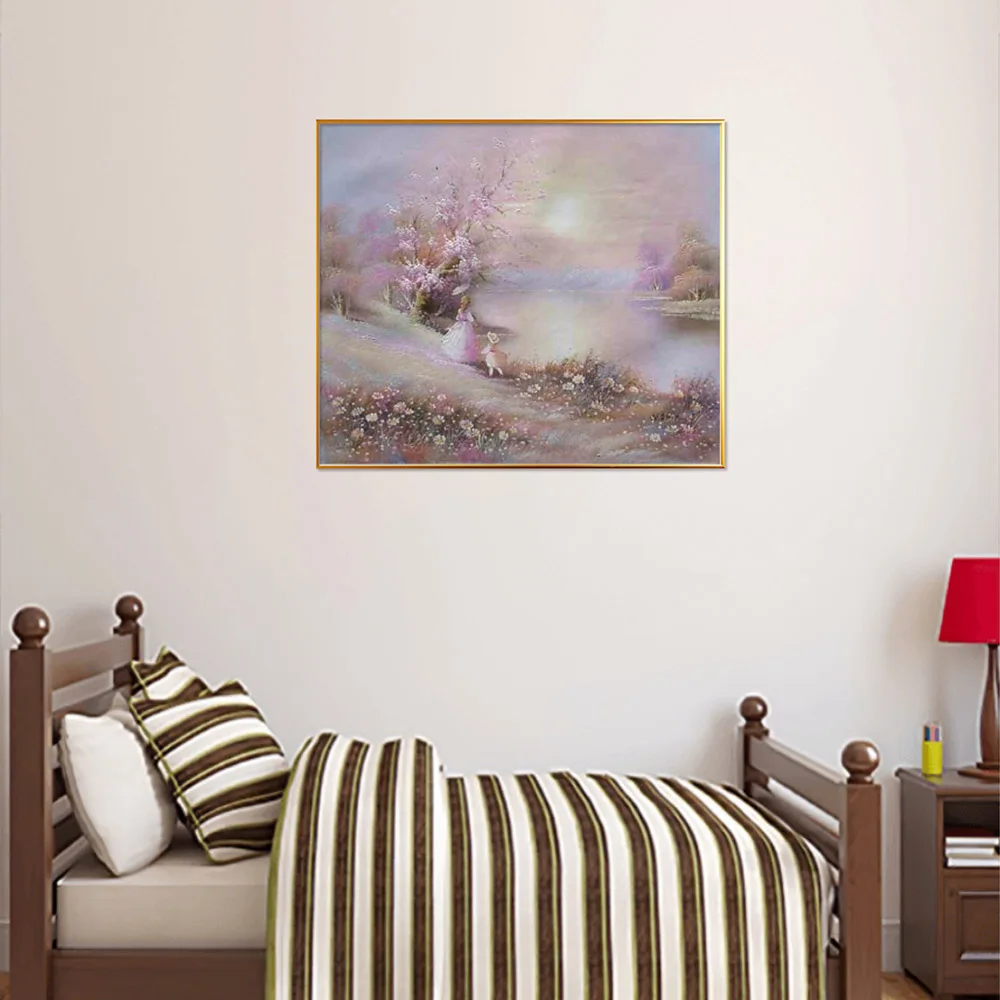 

Pink Scenery Hand Paint Oil Painting for Children's Room