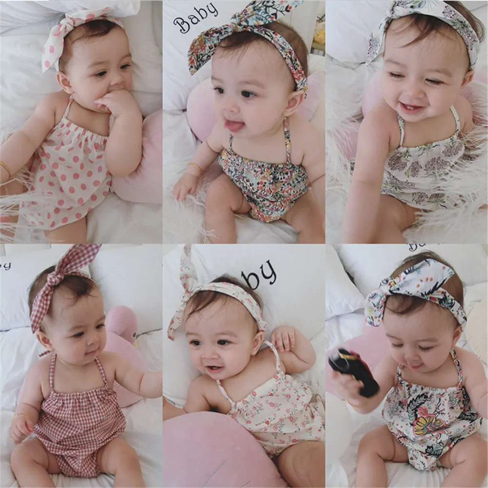 Летняя одежда для маленьких девочек винтажные комбинезоны с цветочным рисунком