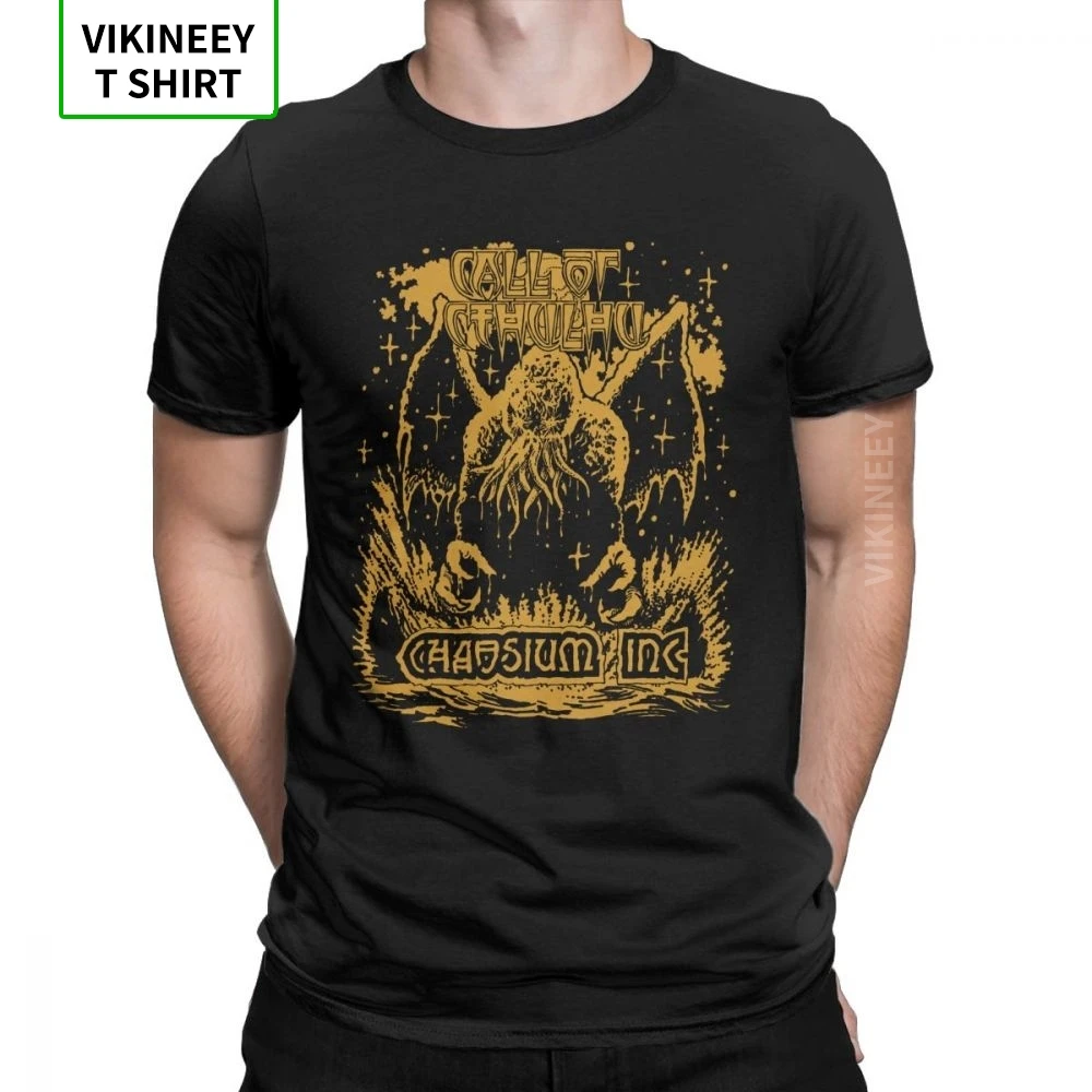 

Call Of Cthulhu Mythos T Shirt for Men Chaosium Lovecraft Summer Tops Short Sleeve Vintage T-Shirts Crew Neck 100% Cotton Tees