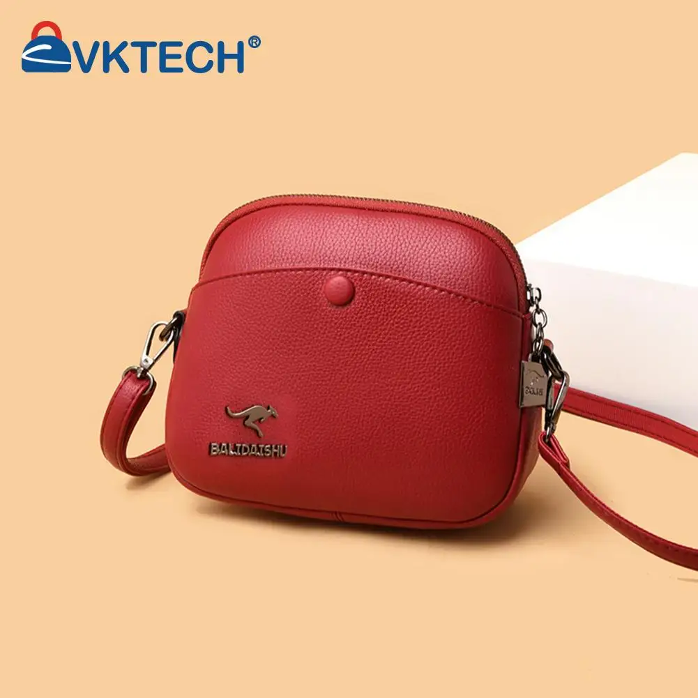 

Fashion Women Lychee Pattern PU Messenger Bag Solid Color Round Shoulder Mini PU Leather Shoulder Bags for Women