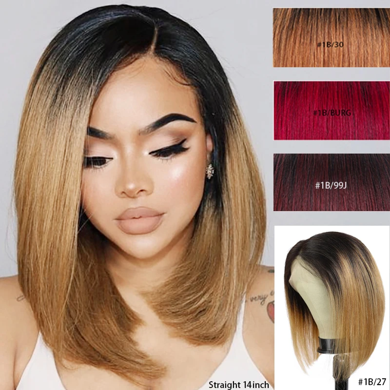 1B/27 человеческие волосы на шнуровке с эффектом омбре модель 13x4 прямой