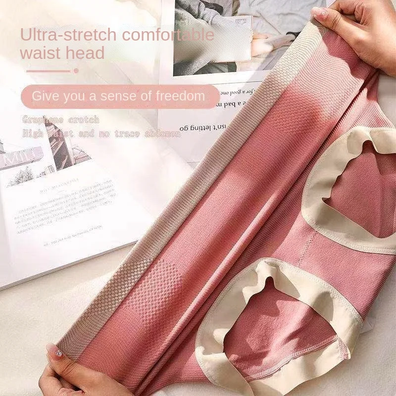 

Women's Large Size Underwear High Waist Belly Sexy Seamless Cotton Bottom Hip Comfortable Breathable High Elastic Ladies Briefs