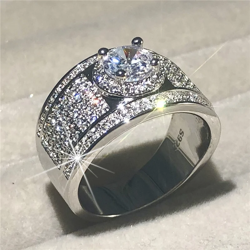 

Роскошные серебряные кольца 925 пробы для женщин, вечное 1.2CT искусственное бриллиантовое свадебное Помолвочное ювелирное изделие, палец, ...