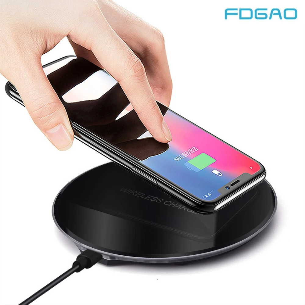 FDGAO Qi Беспроводное зарядное устройство для iPhone X 8 XS Max XR для samsung S9 S8 Note 9 8 для Xiaomi Mi 9 универсальная usb зарядная док-станция