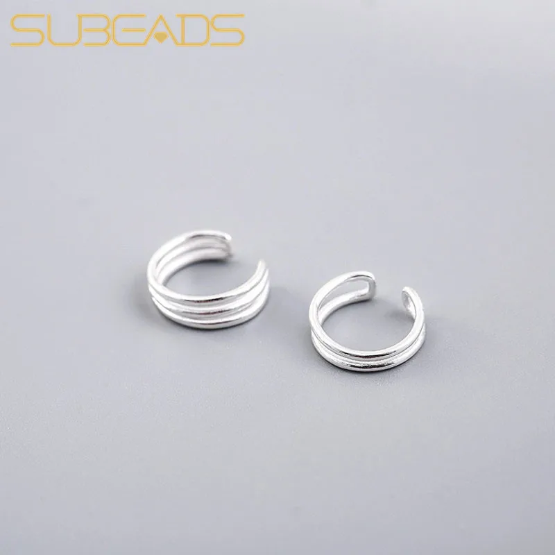 

Subeads 925 Sterling Silver Multi-layer Circle Ear Clip Earrings For Women Simple Ear Bone No Pierced Ears Earrings Jewelry