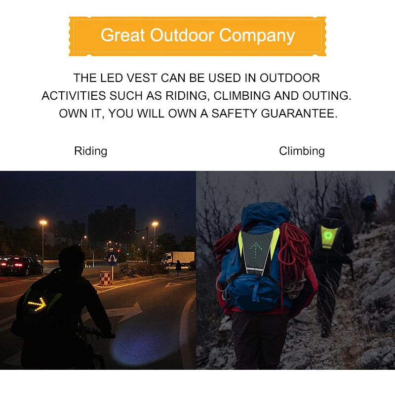 Жилет велосипедный с 5 светодиосветодиодный светильник ПА безопасности для