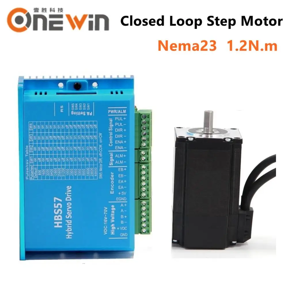 

2 phase 1.2N.m Nema23 57mm closed loop stepper motor 57HBS12 with HBS57 Hybird step driver kit