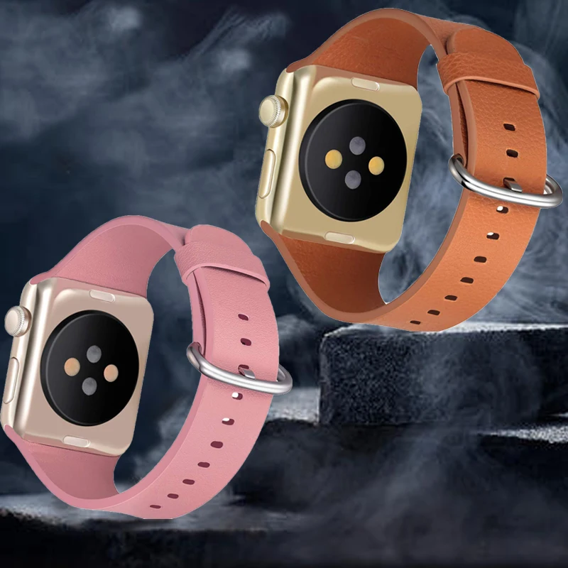 Кожаный ремешок для Apple Watch 5 4 полоса 44 мм 40 Спортивная петля iwatch band 3 2 1 42/38 сменный