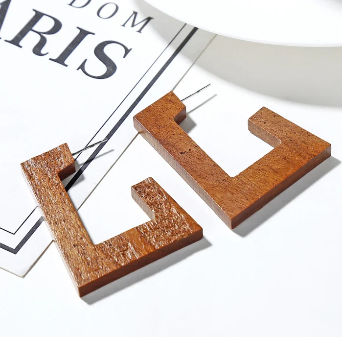 Серьги Подвески ручной работы из натурального дерева креативный Винтаж для